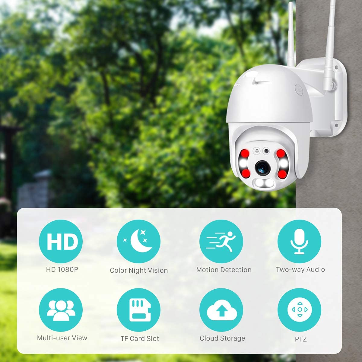 WiFi CCTV Camera 1080p HD PTZ | Supports Icsee app | IP66 Waterproof ...